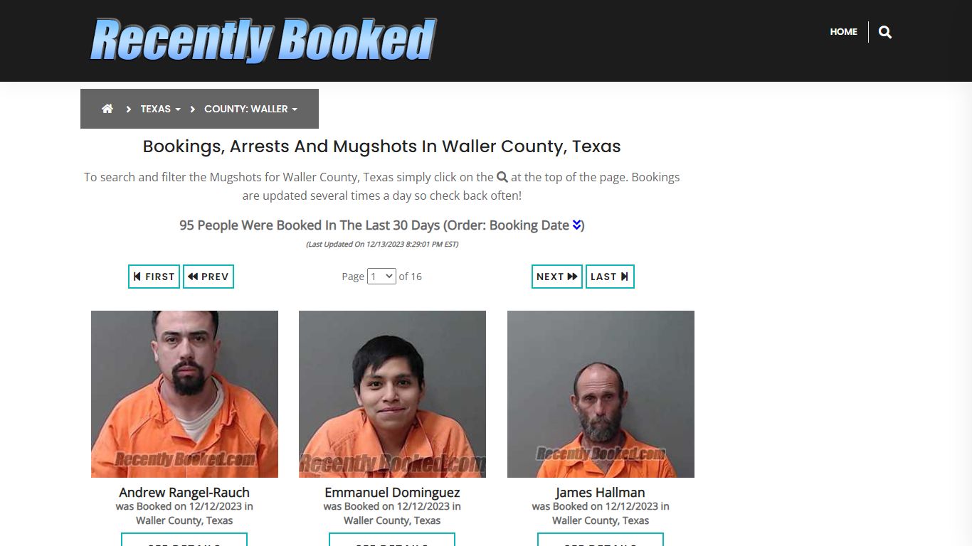 Recent bookings, Arrests, Mugshots in Waller County, Texas